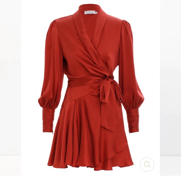 Zimmermann Dresses & Skirts - Zimmerman silk wrap mini dress (crimson)